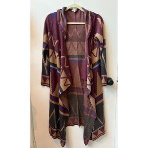 Women's Sweater Cardigan w Hood ~ Cecico ~ Southwestern Pattern ~ Size M